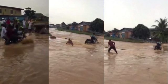 bike man swept by flood