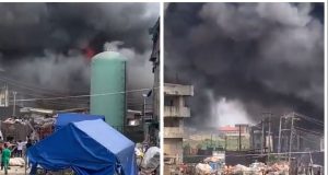 Tejuosho market Yaba is on fire.